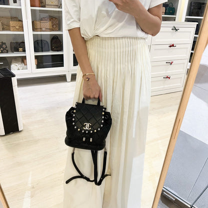 Chanel Studded Mini Backpack in Black Calfskin and 2-tone HW