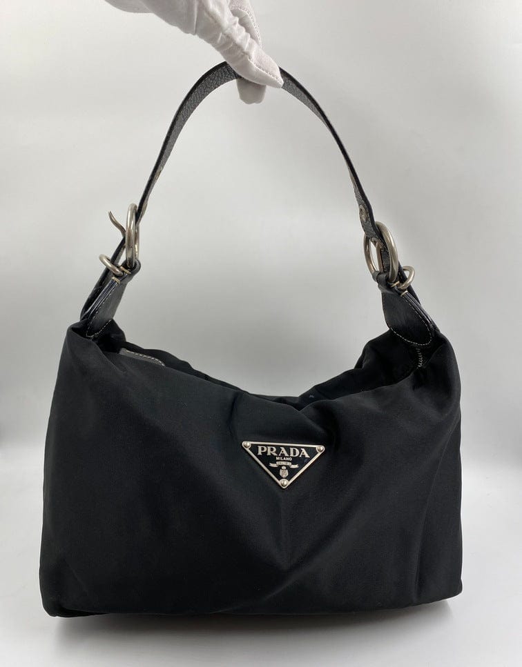 Prada Nylon Shoulder Bag w Leather Strap