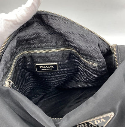 Prada Nylon Shoulder Bag w Leather Strap