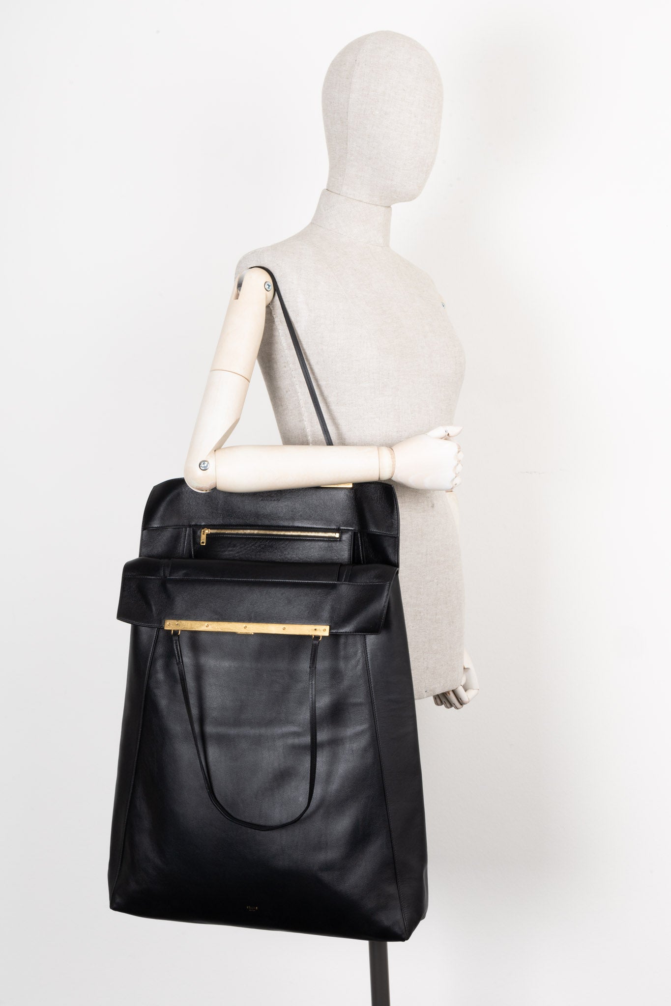 CÉLINE Clasp Cabas Bag Black