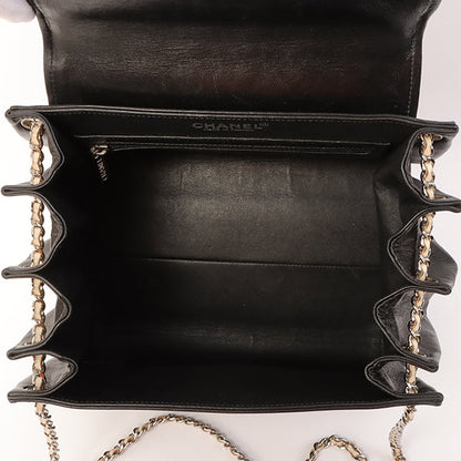Chanel Around 2001 Made Patent Leather Comby Chocobar 2.55 Chain Bag Beige/Black