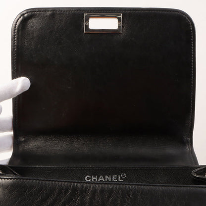 Chanel Around 2001 Made Patent Leather Comby Chocobar 2.55 Chain Bag Beige/Black