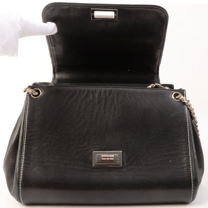 Chanel Around 2001 Made Patent Leather Comby Chocobar 2.55 Chain Bag Beige/Black