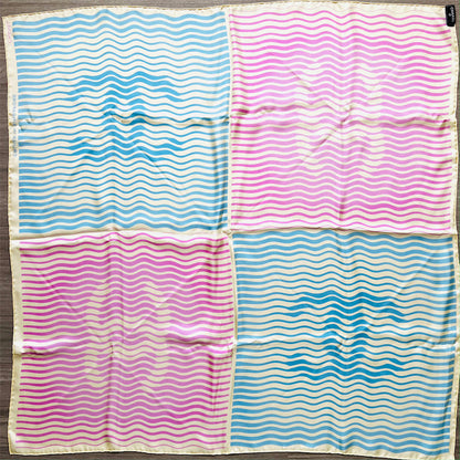 Chanel Cruise in Singapore 90cm VIP Gift Scarf in Pink / Blue / Cream 100% Silk