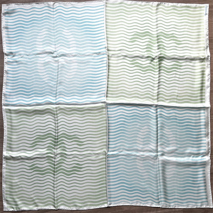 Chanel Cruise in Singapore 90cm VIP Gift Scarf in Sage / Blue / Cream 100% Silk