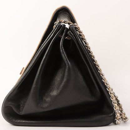 Chanel Around 2001 Made Patent Leather Comby Chocobar 2.55 Chain Bag Beige/Black