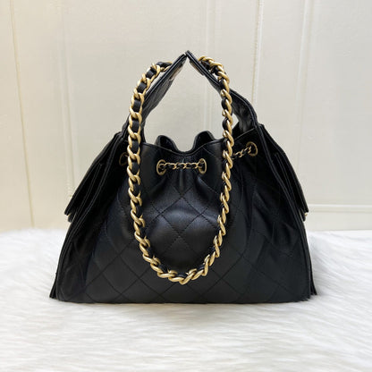 Chanel 25 Small Hobo Bag in Black Caviar and AGHW (Model: AS5293)