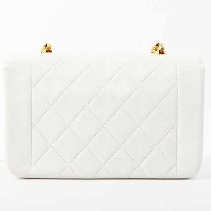 Chanel Around 1997 Made Edge Design Flap Turn-Lock Bijoux Chain Bag White