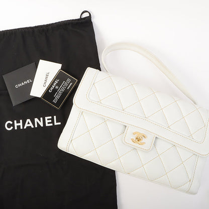 Chanel Around 2005 Made Wild Stitch Turn-Lock Top Handle Bag White