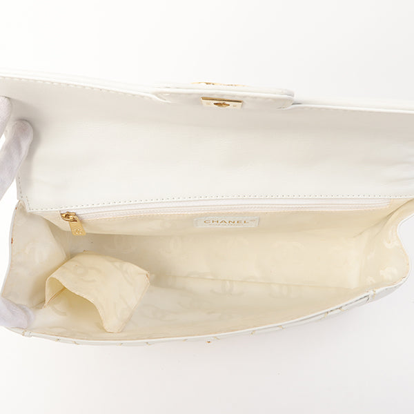 Chanel Around 2005 Made Wild Stitch Turn-Lock Top Handle Bag White