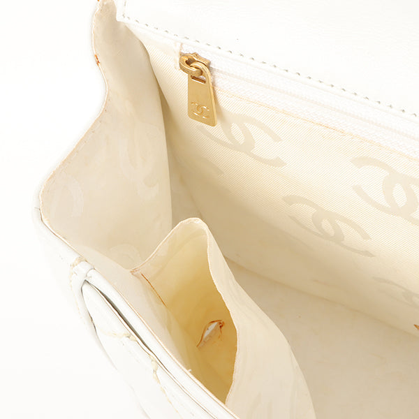 Chanel Around 2005 Made Wild Stitch Turn-Lock Top Handle Bag White