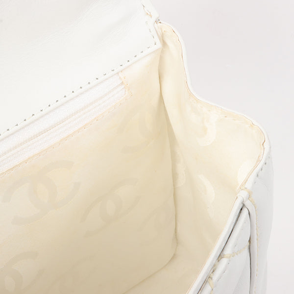 Chanel Around 2005 Made Wild Stitch Turn-Lock Top Handle Bag White