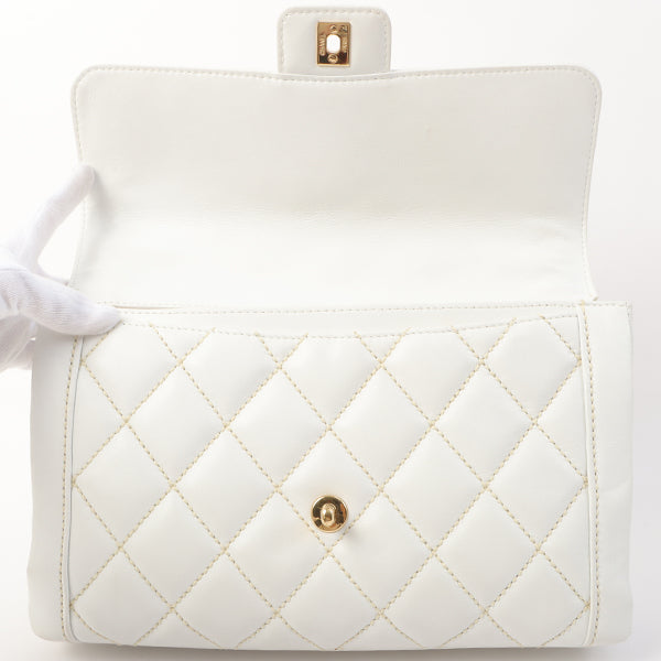 Chanel Around 2005 Made Wild Stitch Turn-Lock Top Handle Bag White