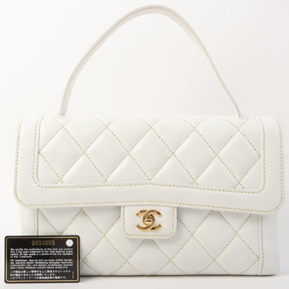 Chanel Around 2005 Made Wild Stitch Turn-Lock Top Handle Bag White