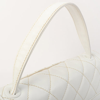 Chanel Around 2005 Made Wild Stitch Turn-Lock Top Handle Bag White