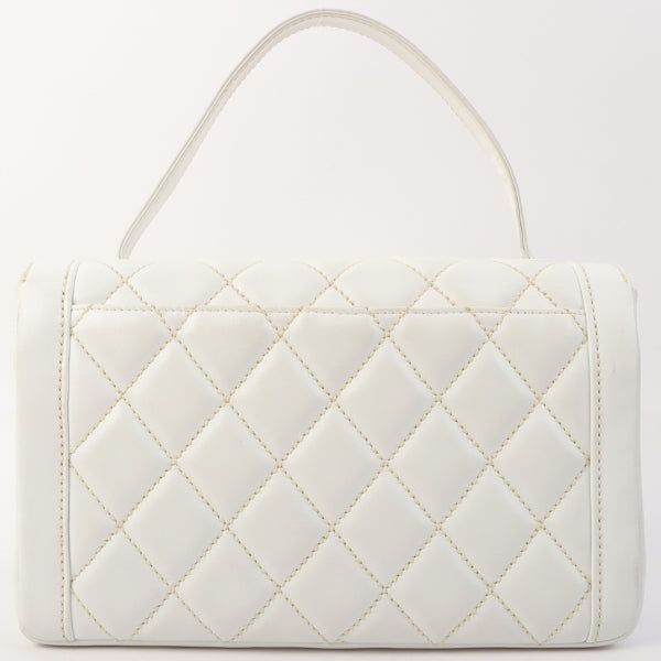 Chanel Around 2005 Made Wild Stitch Turn-Lock Top Handle Bag White