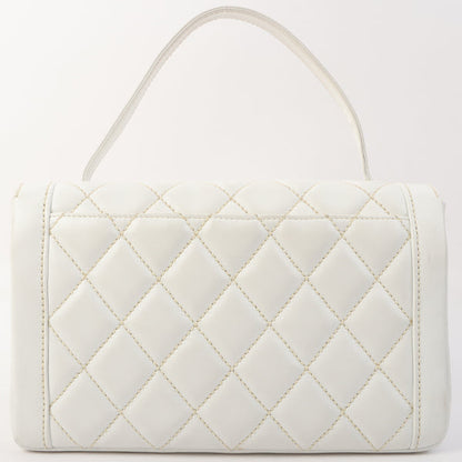 Chanel Around 2005 Made Wild Stitch Turn-Lock Top Handle Bag White