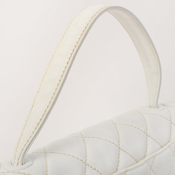 Chanel Around 2005 Made Wild Stitch Turn-Lock Top Handle Bag White