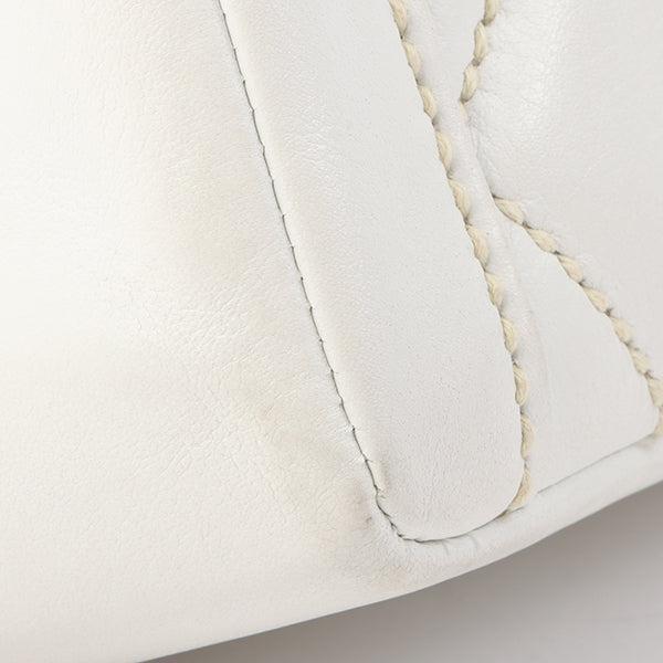 Chanel Around 2005 Made Wild Stitch Turn-Lock Top Handle Bag White