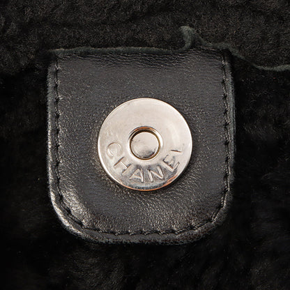 Chanel Around 2005 Made Mouton Cc Mark Stitch Shoulder Bag Black