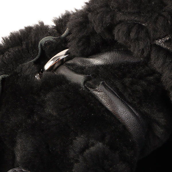 Chanel Around 2005 Made Mouton Cc Mark Stitch Shoulder Bag Black