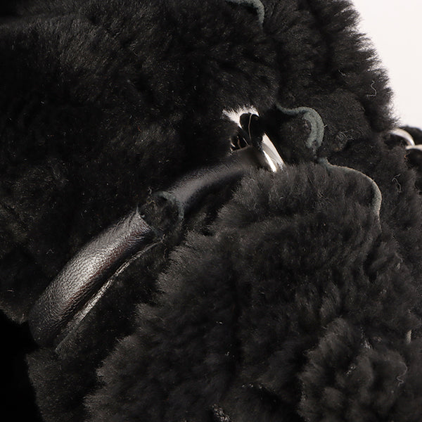 Chanel Around 2005 Made Mouton Cc Mark Stitch Shoulder Bag Black