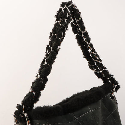 Chanel Around 2005 Made Mouton Cc Mark Stitch Shoulder Bag Black