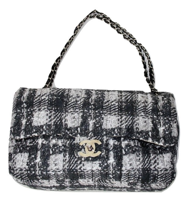 Chanel nylon tweed print flap bag