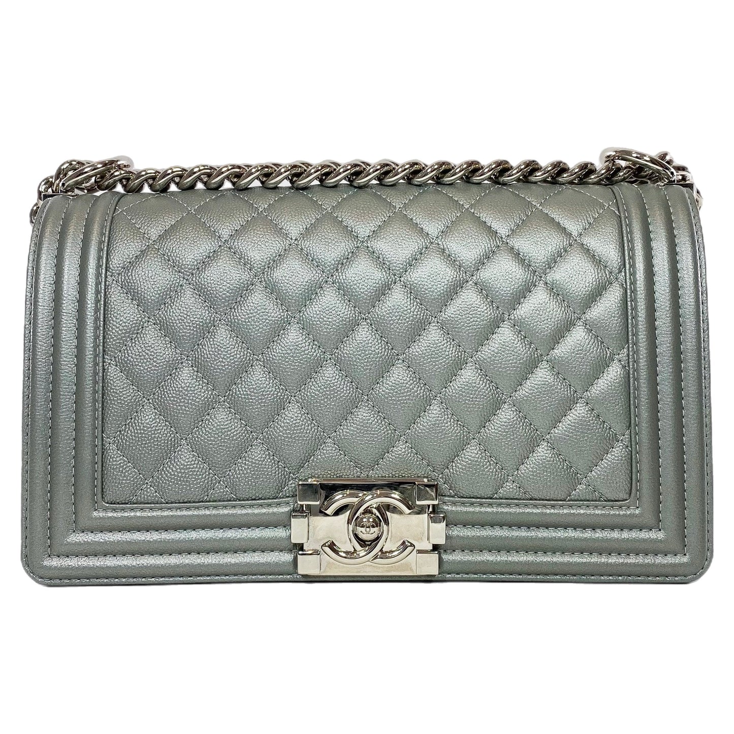 Chanel Silver Old Medium Boy Bag