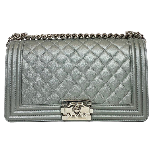 Chanel Silver Old Medium Boy Bag