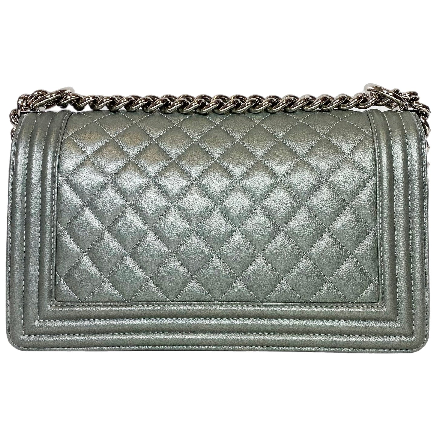 Chanel Silver Old Medium Boy Bag