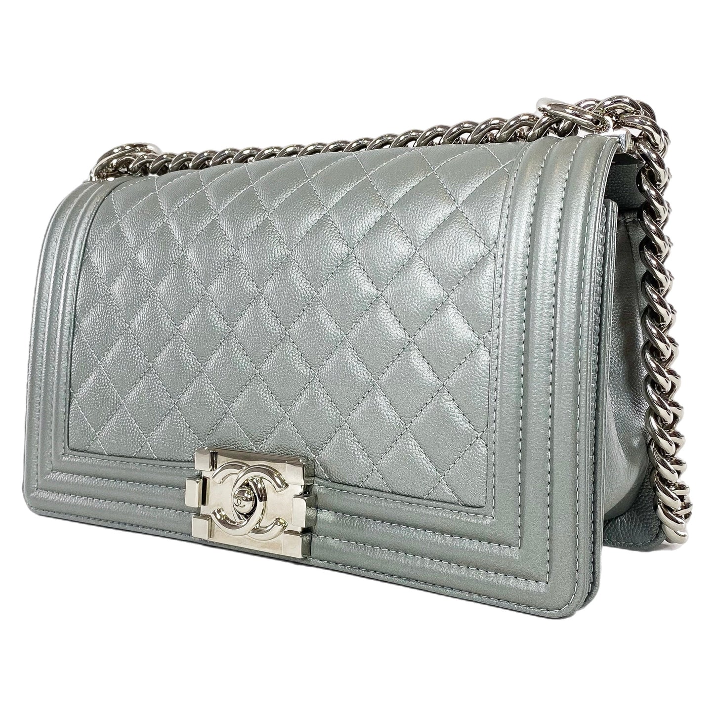 Chanel Silver Old Medium Boy Bag