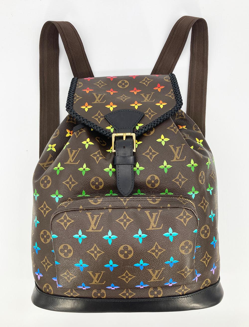 LOUIS VUITTON OOAK Hand Painted Leather Wrapped Montsouris GM Backpack