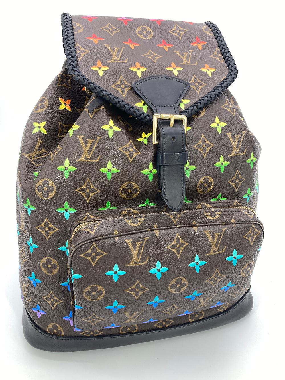 LOUIS VUITTON OOAK Hand Painted Leather Wrapped Montsouris GM Backpack