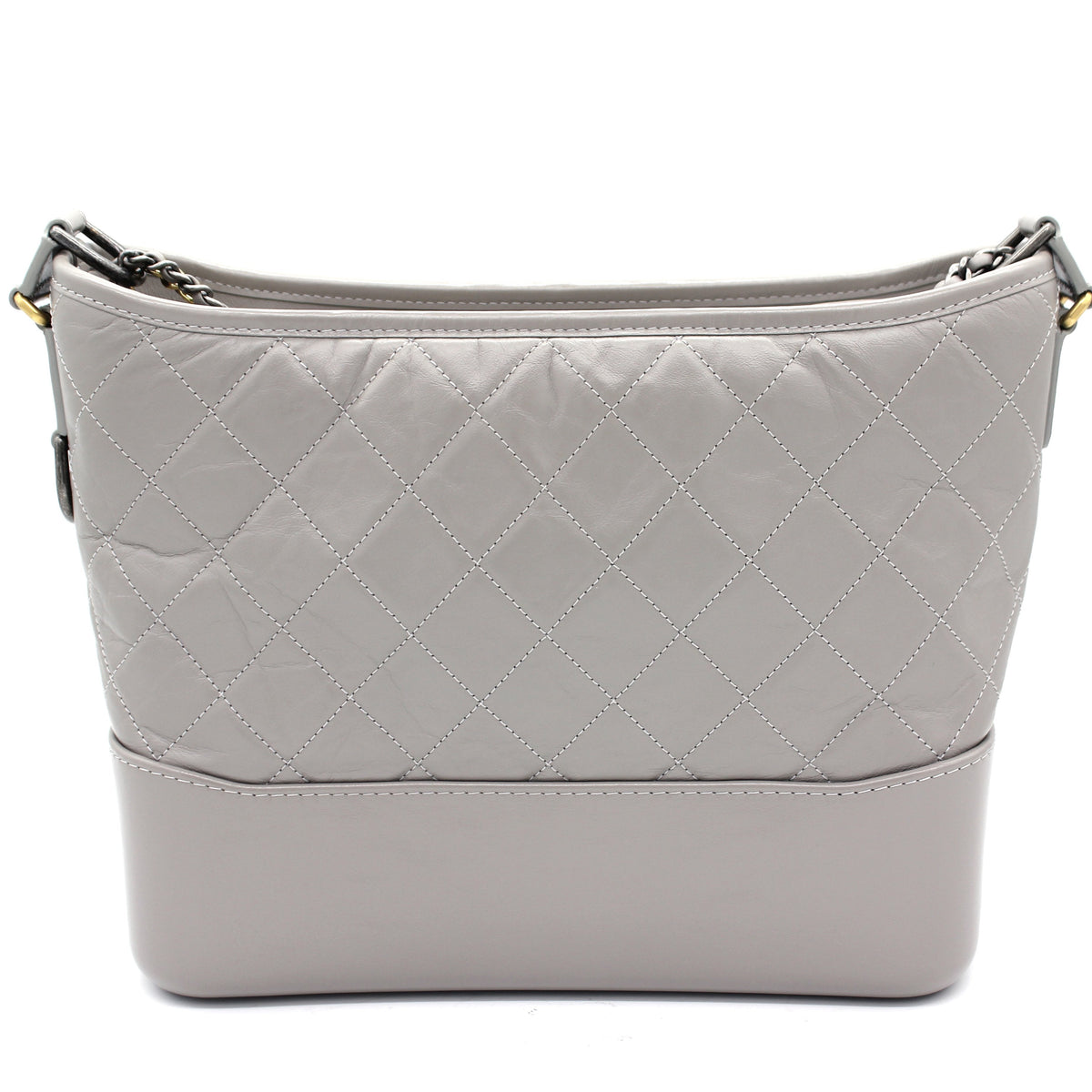 Grey Quilted Aged Calfskin Leather Gabrielle Hobo Bag
