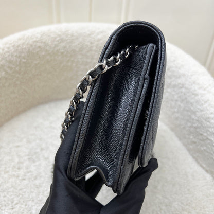 [BN - Sep 2025] Chanel 25B Shooting Star Logo Wallet on Chain WOC in Black Caviar and SHW (Model: AP3723)