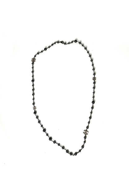 On layaway CHANEL Gray Faux Pearl Strass CC Station Long Necklace