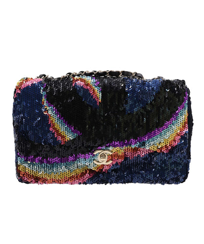 Chanel Mini Flap Bag Rainbow / Black Sequin LGHW SKC1879