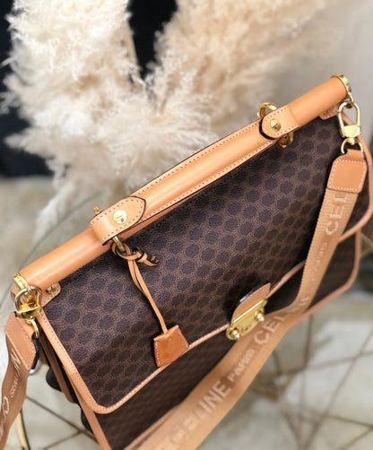 CELINE Macadam Doctor bag Crossbody Shoulder bag Brown Vintage OldCELINE tts4iw