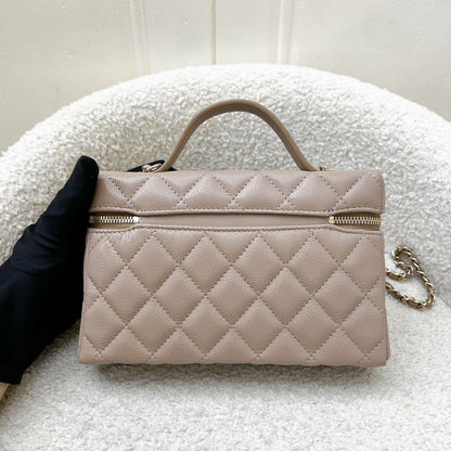 [BN - Local Full Set - Dec 2025] Chanel Vanity / Clutch with Chain (LP Style Bag) in 26P Beige Caviar and LGHW (Model: AP4385)