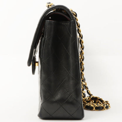 Chanel 1990 Made Classic Flap Matelasse Plate Chain Hand Bag Black