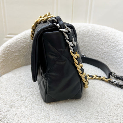 Chanel 19 Small Flap in Black Goatskin and 3-tone HW (Model: AS1160)