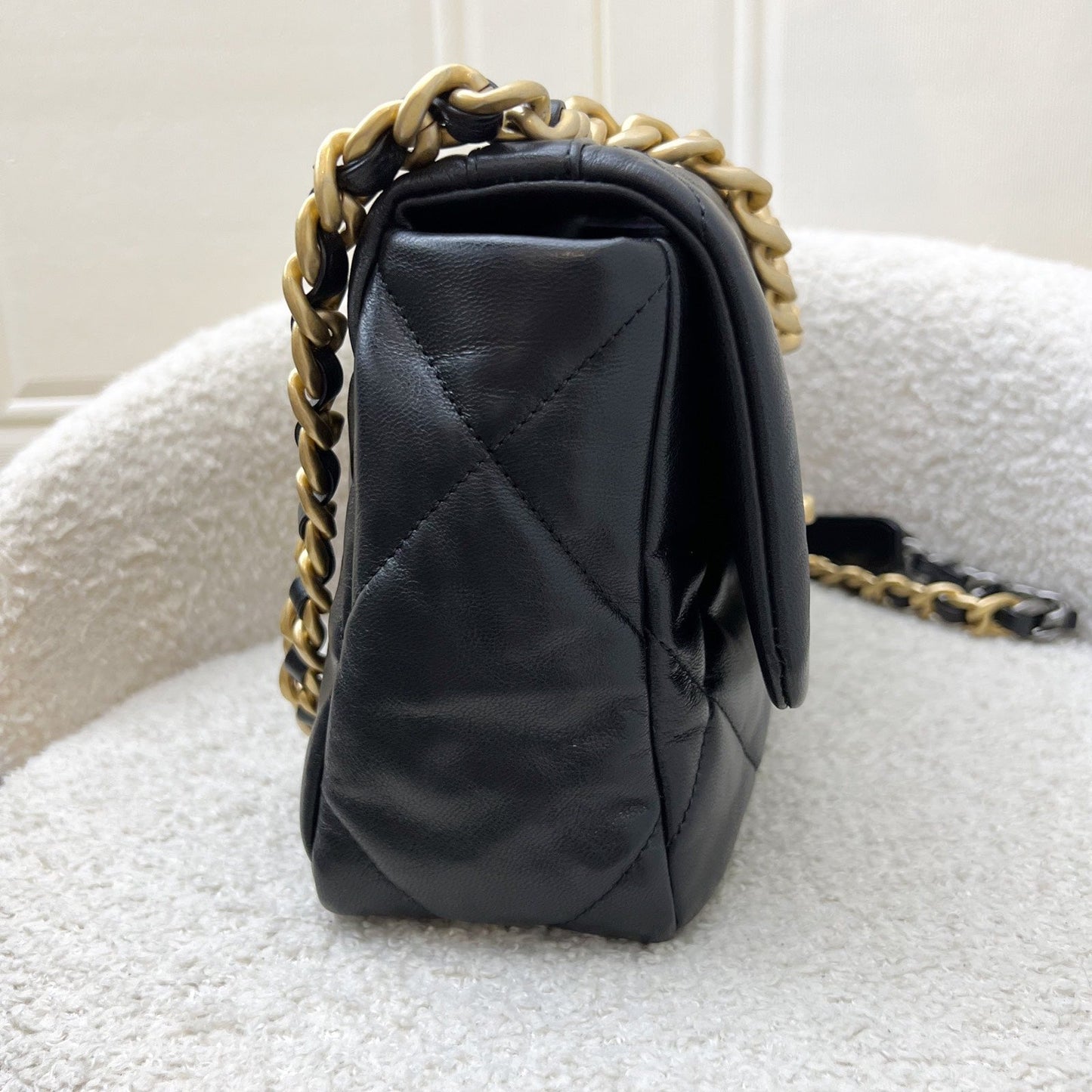 Chanel 19 Small Flap in Black Goatskin and 3-tone HW (Model: AS1160)