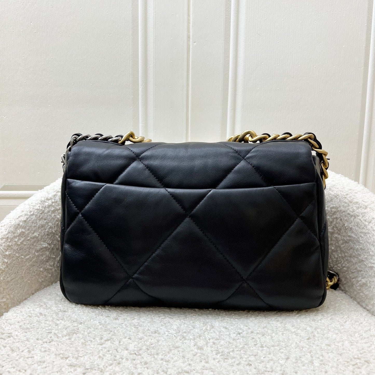 Chanel 19 Small Flap in Black Goatskin and 3-tone HW (Model: AS1160)