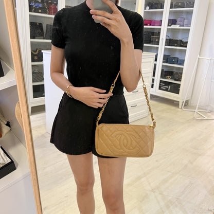 Chanel Vintage Timeless CC Small Hobo Shoulder Bag in Dark Beige Caviar and GHW