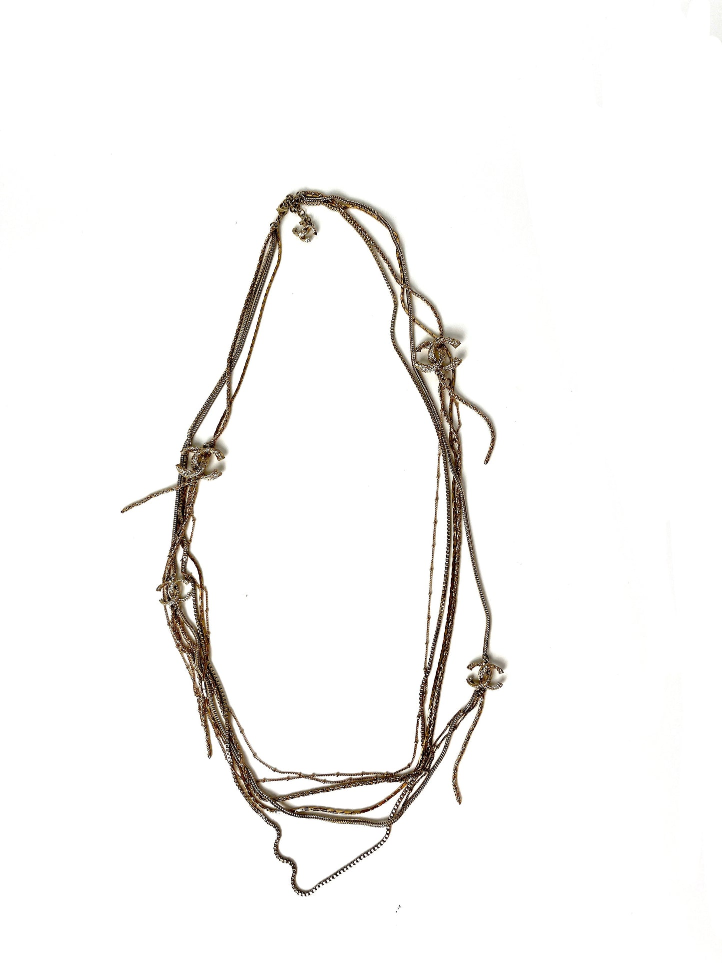 CHANEL Gold Multi Strand Strass 2017 Long Necklace