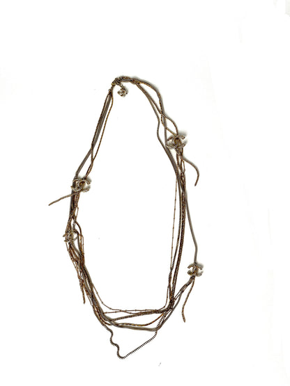 CHANEL Gold Multi Strand Strass 2017 Long Necklace