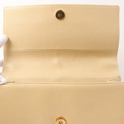 Chanel Around 1997 Made Cc Mark Stitch Logo Chain Top Handle Bag Beige