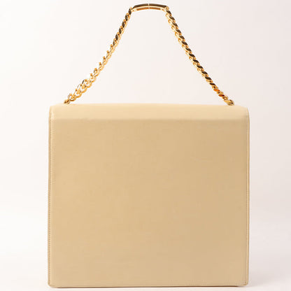 Chanel Around 1997 Made Cc Mark Stitch Logo Chain Top Handle Bag Beige