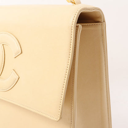 Chanel Around 1997 Made Cc Mark Stitch Logo Chain Top Handle Bag Beige
